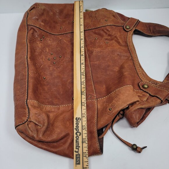 VTG Fossil Women's Brown Leather Floral Embossed Shoulder Bag - Picture 12 of 12